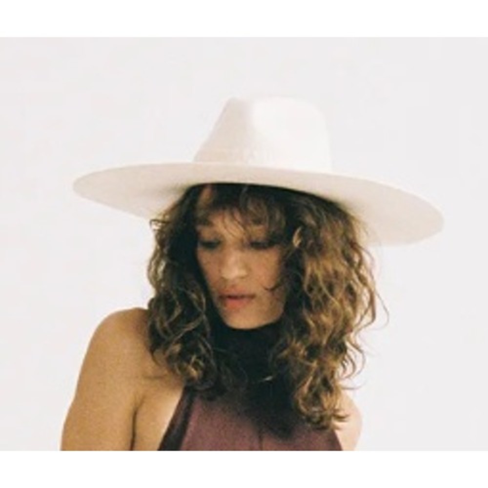 Lack of Color Wide Brim Wool Fedora Hat‎ Cream Beige Ribbon Size Small